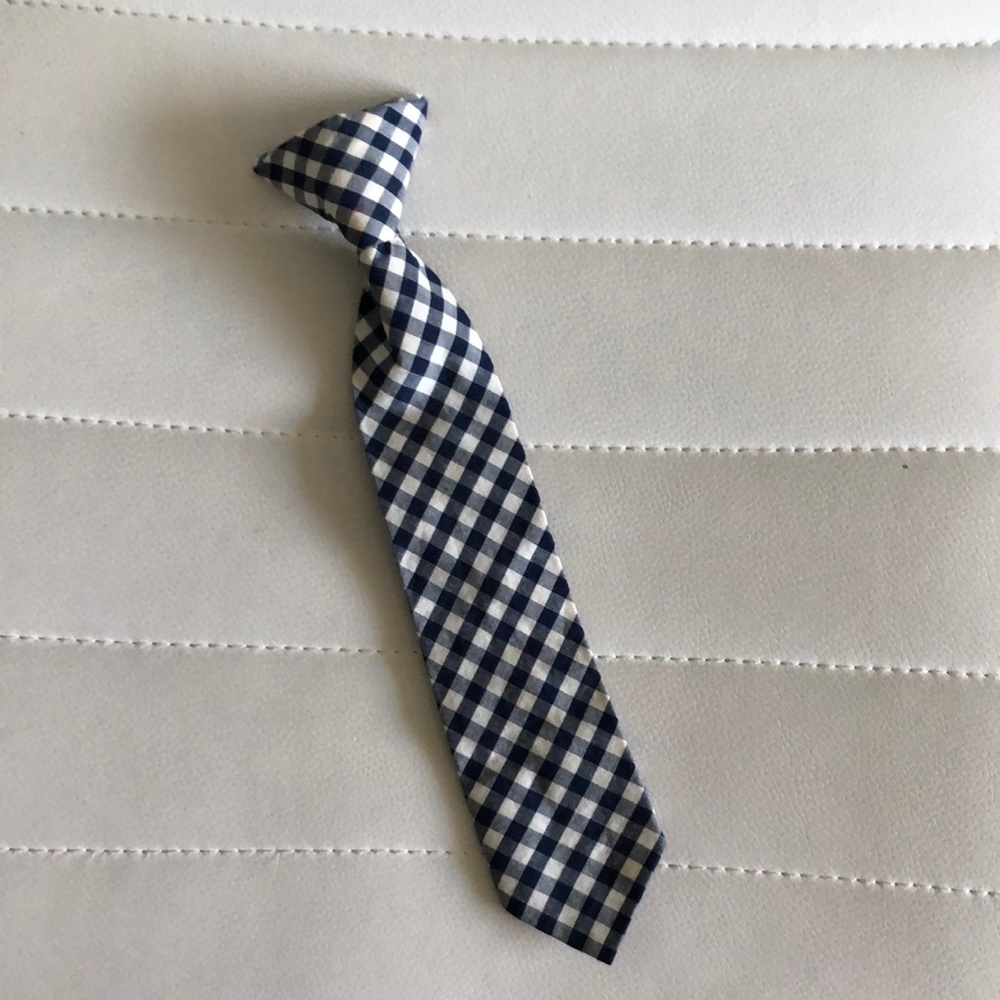 Little Kids Navy Gingham Tie